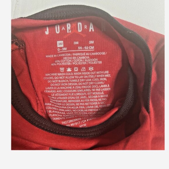 (2) Jordan 1 Pieces #23 Unisex Size 3 Months Red & White Cotton Poly Blend Snaps - Picture 4 of 5